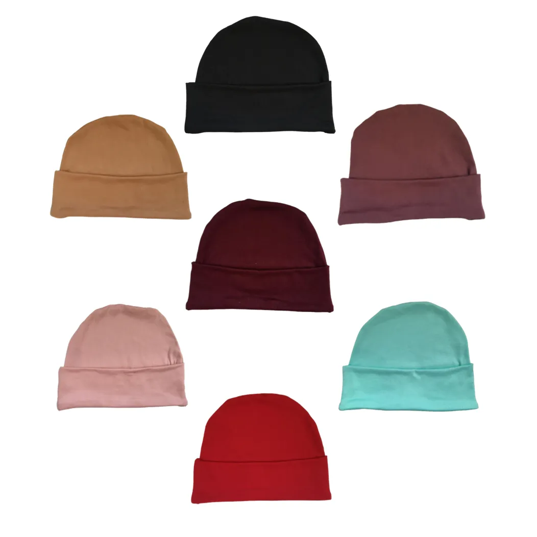 Baby Winter Beanies -7 Pack- Black, Stone, Maroon, Plum, Pink, Red, Teal