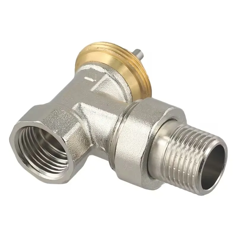 Angled Thermostat Radiator Valve Body - Silver/Gold