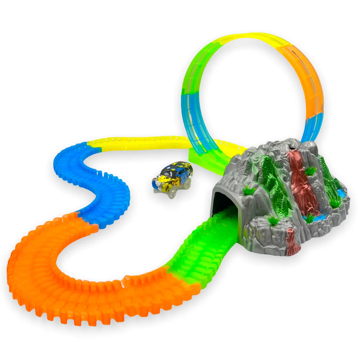Neon Electric Dinosaur Track Car Set - DIY Construction Toy - Toys for Boys