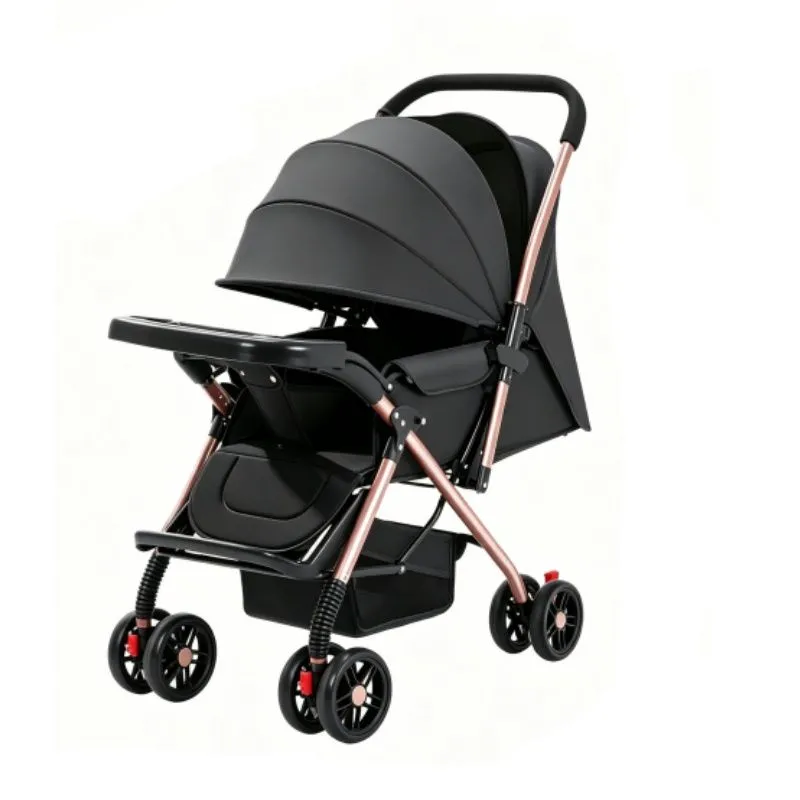 Baby Stroller - Folding Infant Newborn Pram Stroller - Black