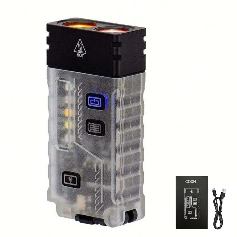 Mini LED Flashlight with COB Side Light Magnet, Waterproof, Buzzer Lighter