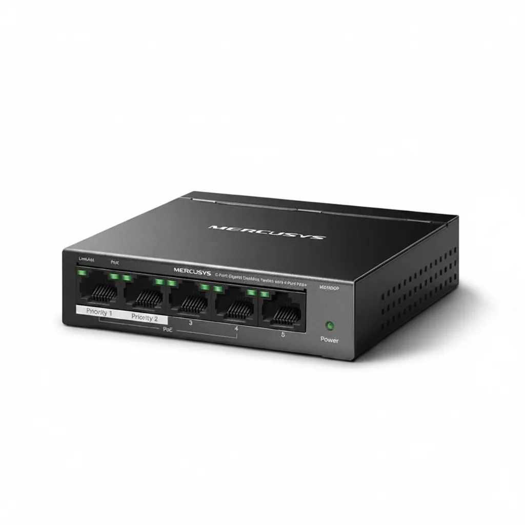 Unmanaged Ethernet Switch 5 Port with 4 PoE+ for IP Cameras & VoIP