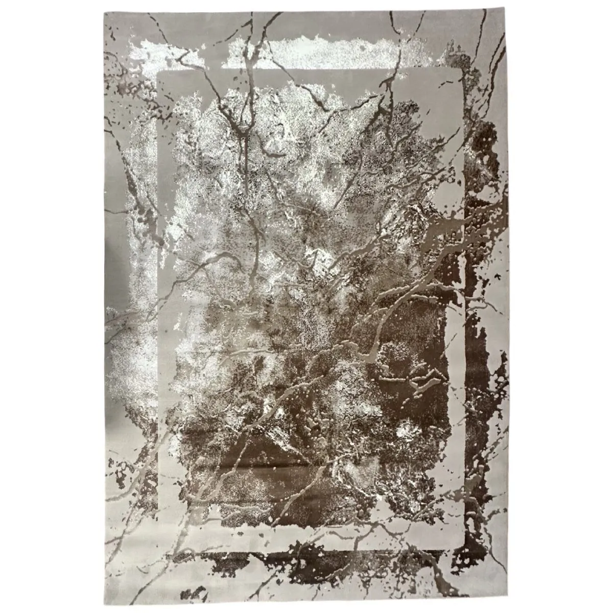 Shimmering Beige Modern Turkish Machine-Made Artistic Soft Area Rug 350x250