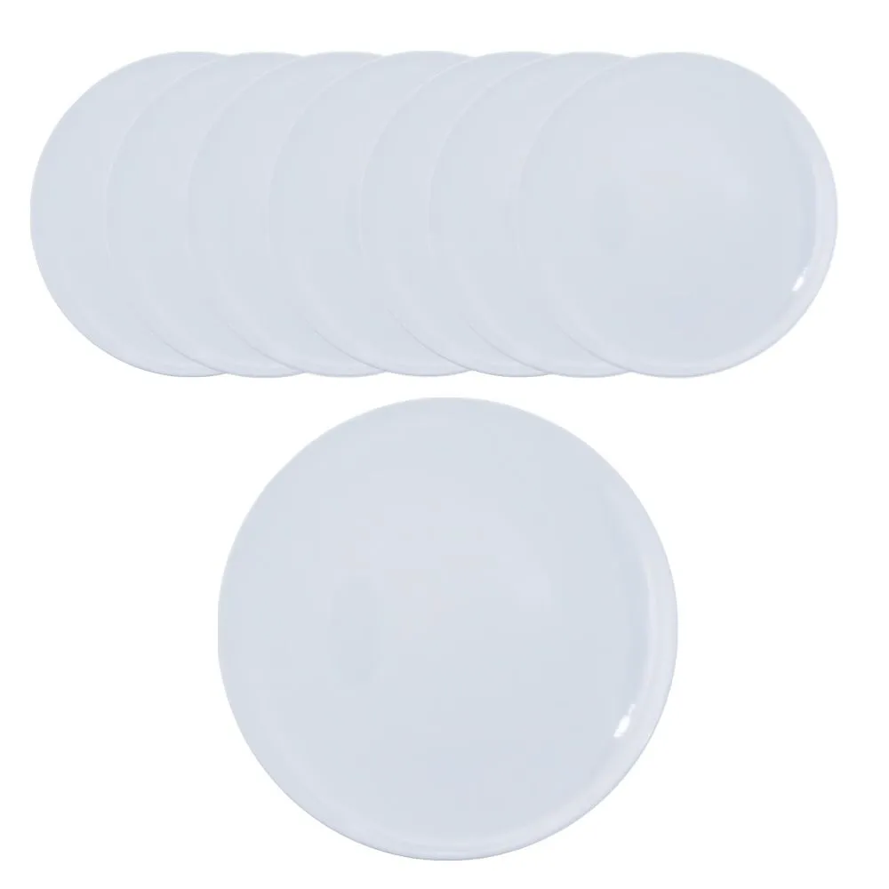 Kitchen Lightweight Classic Essential White Melamine Dinner Plate (25cm)8pc
