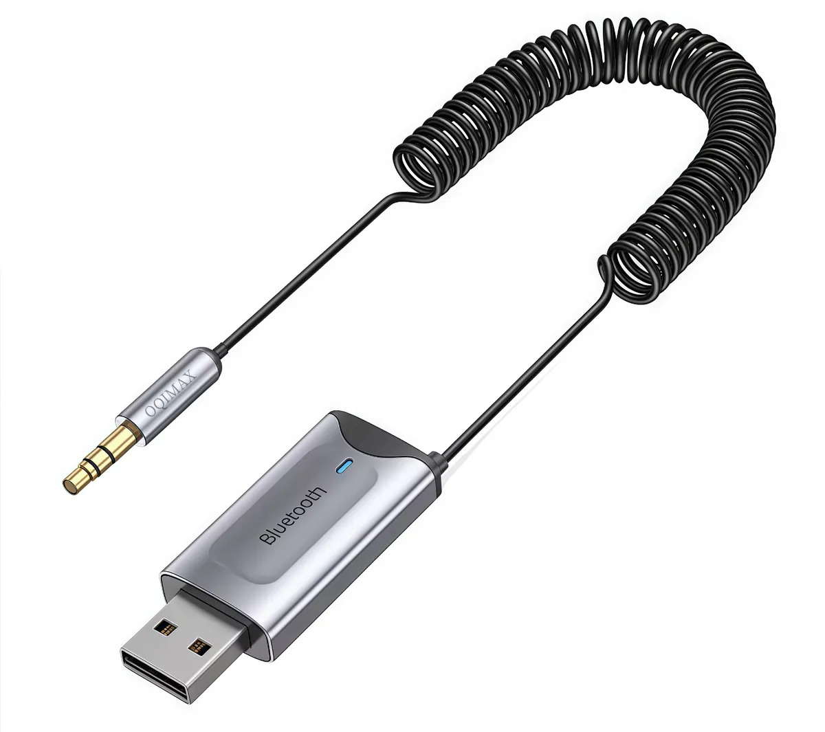 OQIMAX 5.3 Bluetooth Car Adapter,USB to 3.5mm,Compatible with All Car Audio