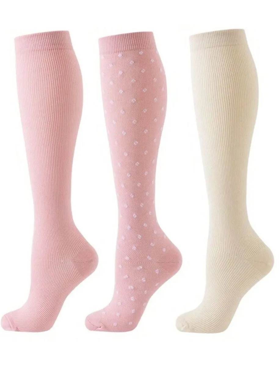 3 Pairs Unisex Compression Socks - Pink