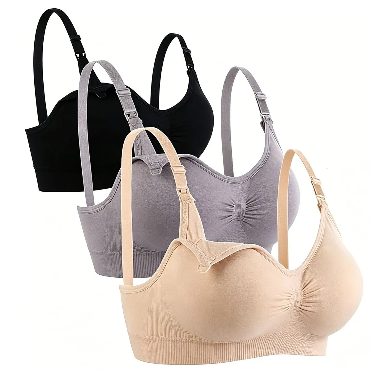 BupTT 3-Piece Nursing Bra Maternity Breastfeeding Pregnancy Bralette