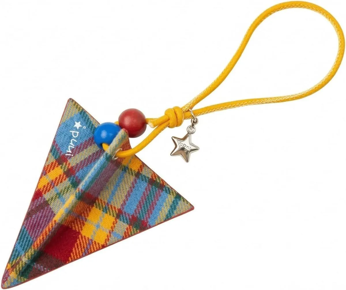 Plaid Triangle Fabric Bag Charm, Decorative Keyring for Backpacks
