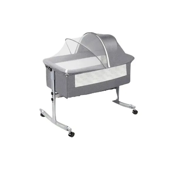 Baby Rocking Bed Comfortable Square Folding Baby Cot Swing-Grey