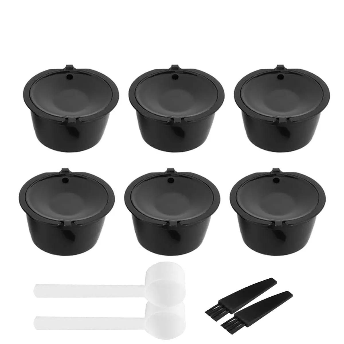 Coffee Capsule Pods for Dolce Gusto - Filter Cup/Spoon Brush Set - Black