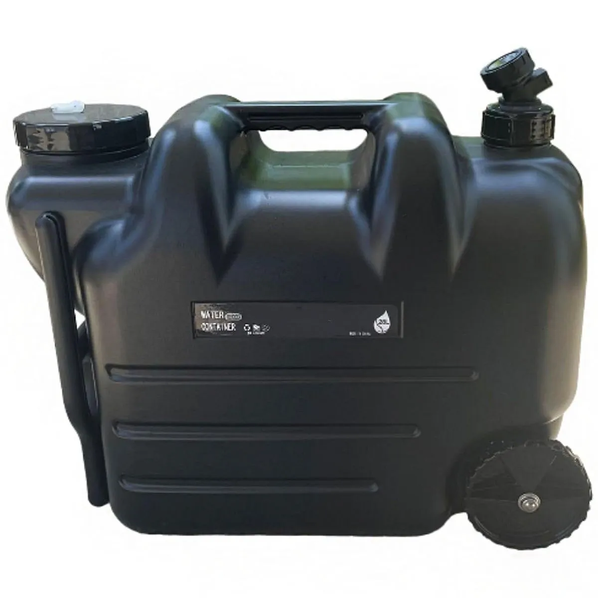 28L Water Tank Water Container with Spigot & Wheels Capacious PE Camping - Black
