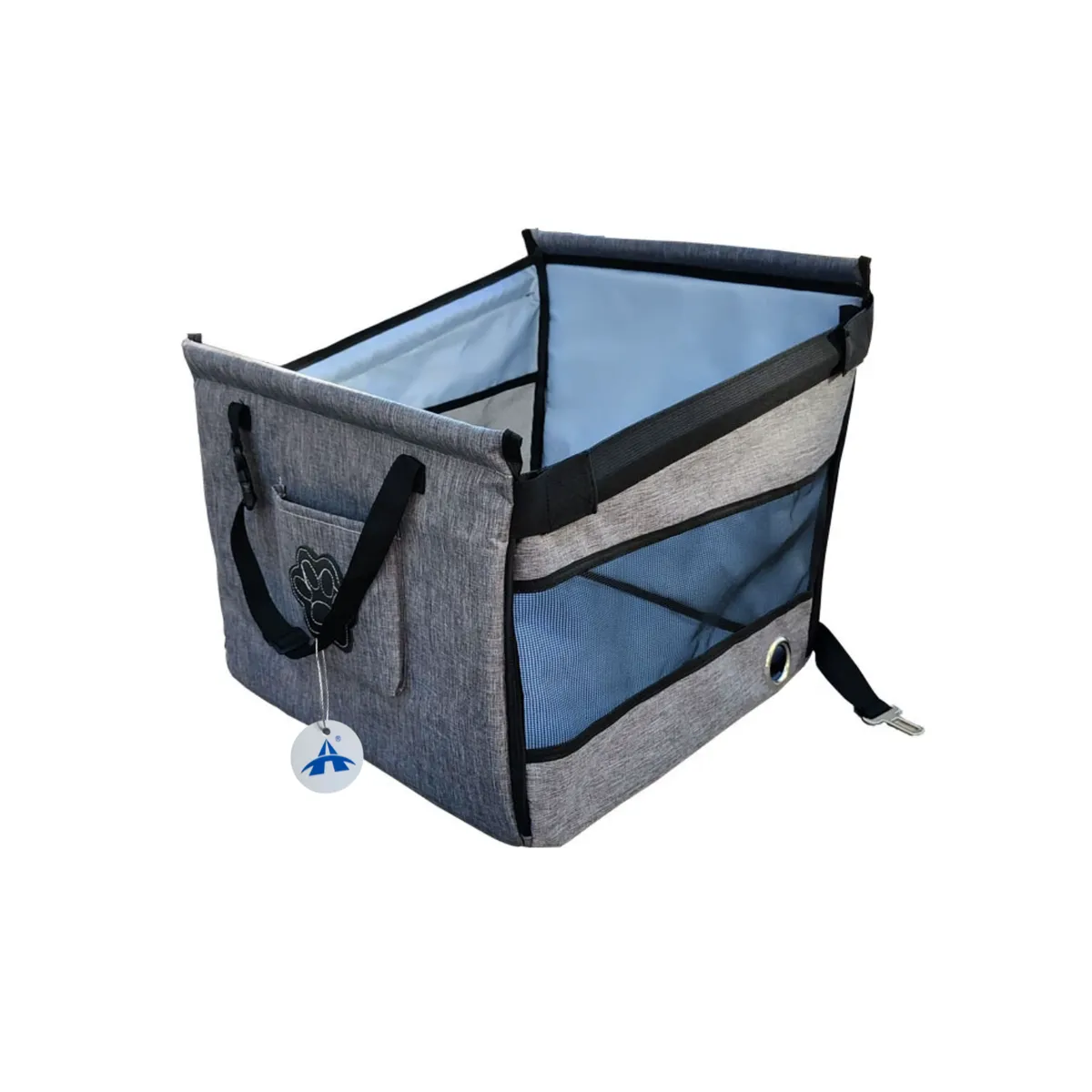 ALANES Adjustable Folding Travel Bags Dog Car Seat Carrier-Gray
