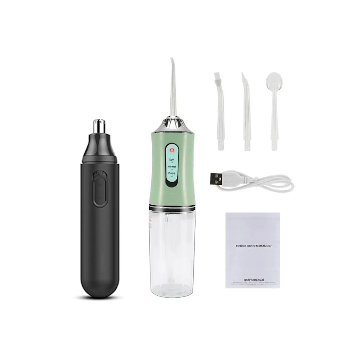 Rechargeable Nose Hair Trimmer & Oral Irrigator Combo - Green