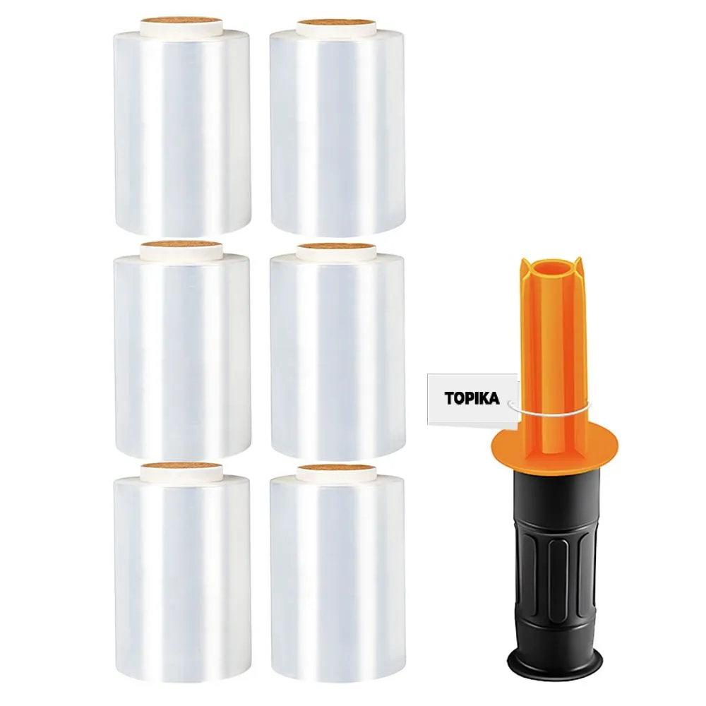 Topika - Industrial Strength Stretch Wrap Plastic Roll with Handle - black-6pcs