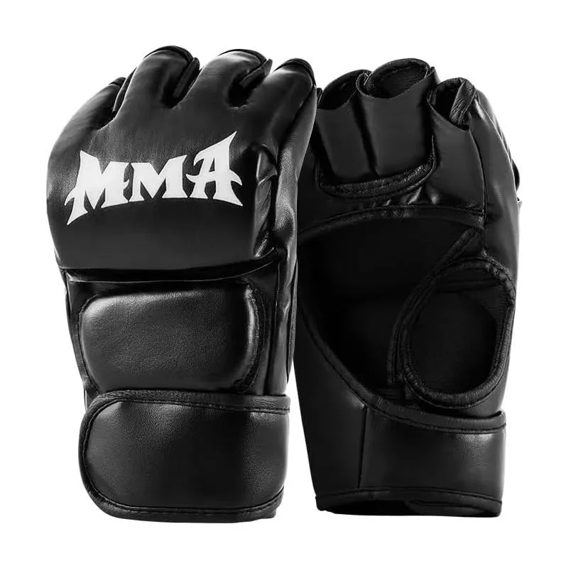Half Finger Gloves with Wrist Band for Combat Sports Punching Bag Training - MMA