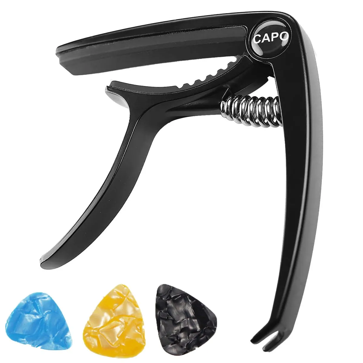 Guitar Capo with 3 Picks Guitar Accessories for Acoustic & Electric Guitars - Black
