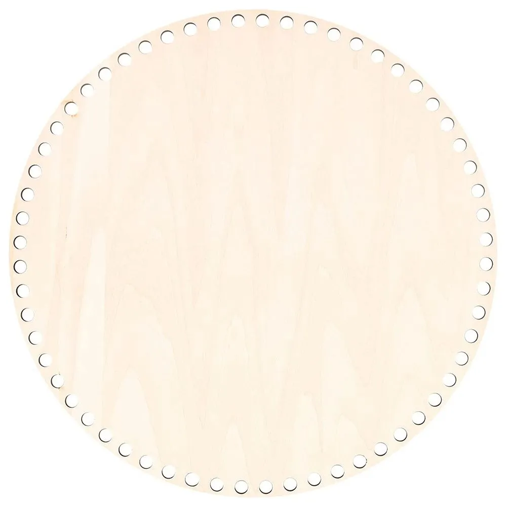 30cm Natural Wooden Basket Bottom with Hole for DIY Knitting Shaper Craft