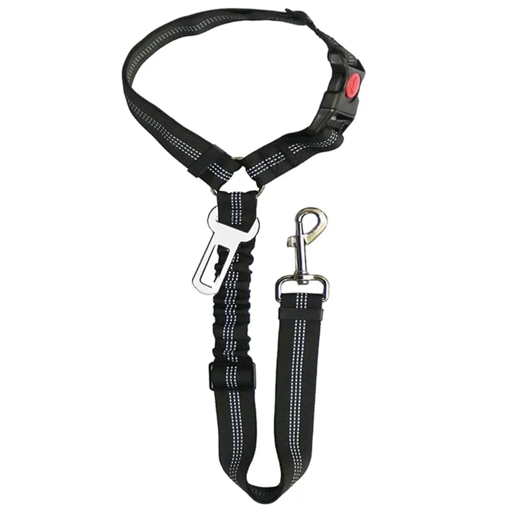 Pet Automotive Safety Seat Belt Harness & Lead For Dogs & Puppies (117cm)