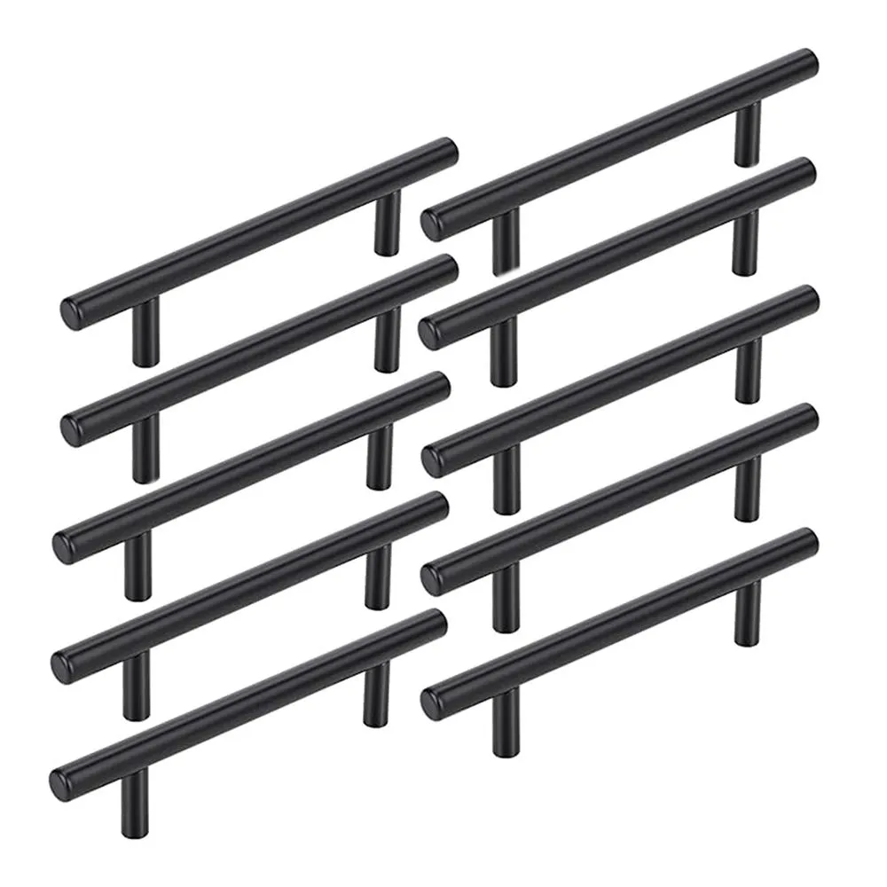 10 Pack Stainless Steel Drawer Pulls, for Kitchen and Bathroom Cabinets - Black