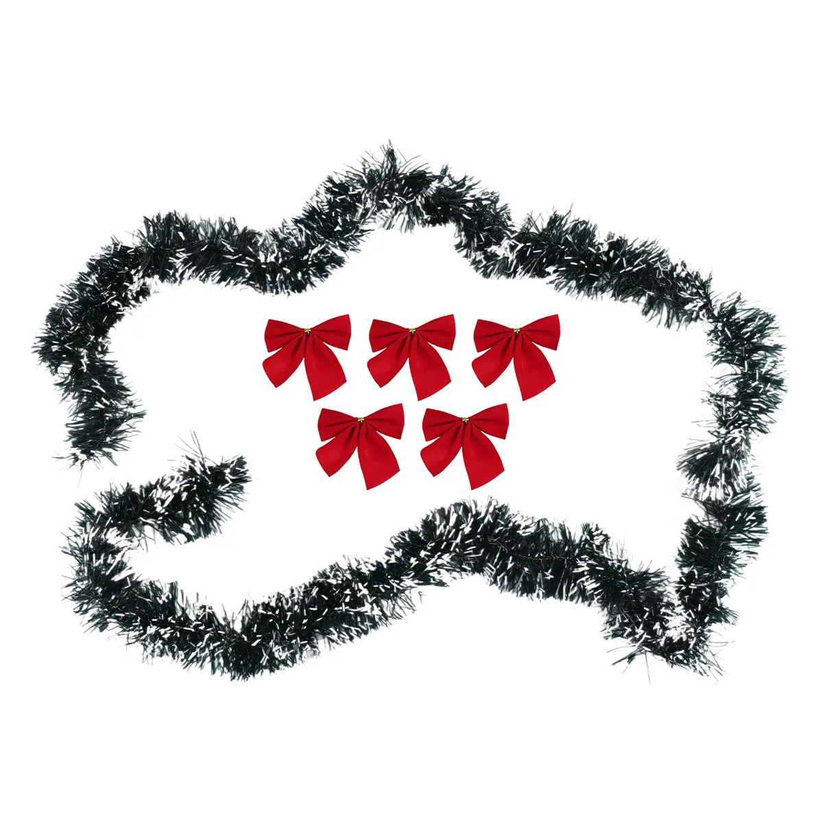 2M Bar Tops Ribbon Garland Christmas Tree Kitchen Ornaments-Red