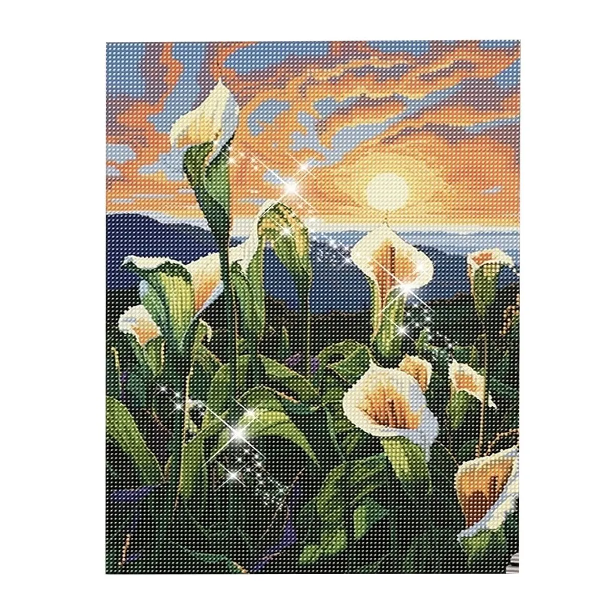 40x50cm Diamond Painting DIY Kit Round Dot with Frame-Scenic - Green Shine calla lily