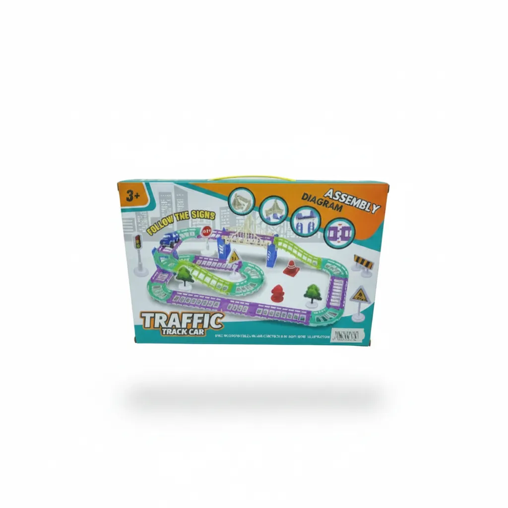 Kids Traffic Car Track Set with Diecast Cars and Playmat