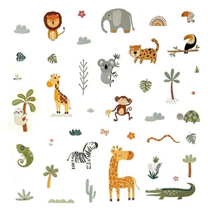 UGABUGA Wild Animals Wall Stickers Kids Room Decor