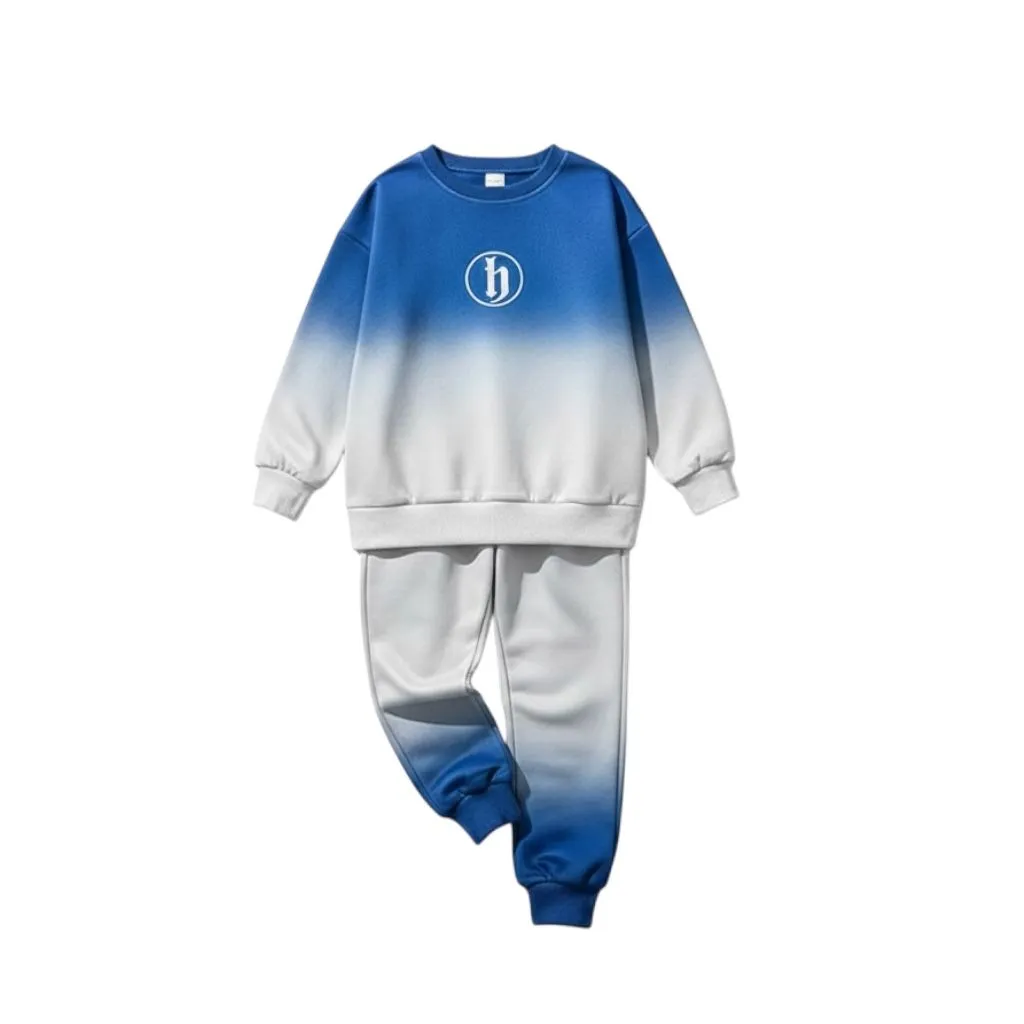 Blue Two -Piece Casual Streetwear Kids Tracksuit for Boys