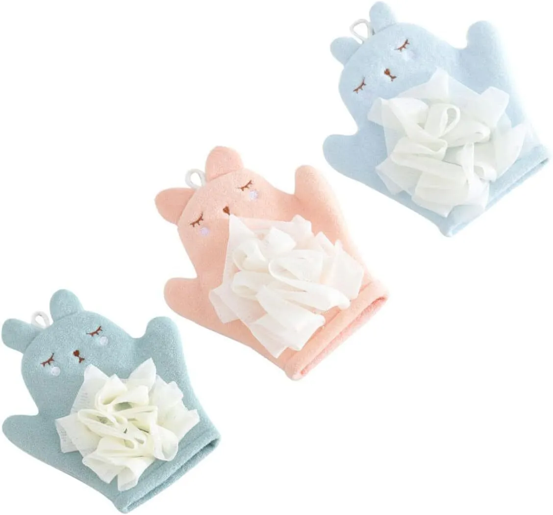 Cartoon Bath Mitts Set Baby Wash Gloves Shower Sponges for Women