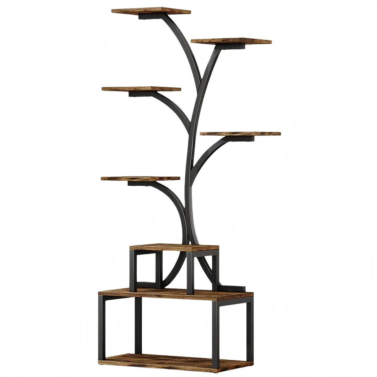 8 Tier Plant Stand Indoor outdoor Metal & Wood Standing Flower Stand
