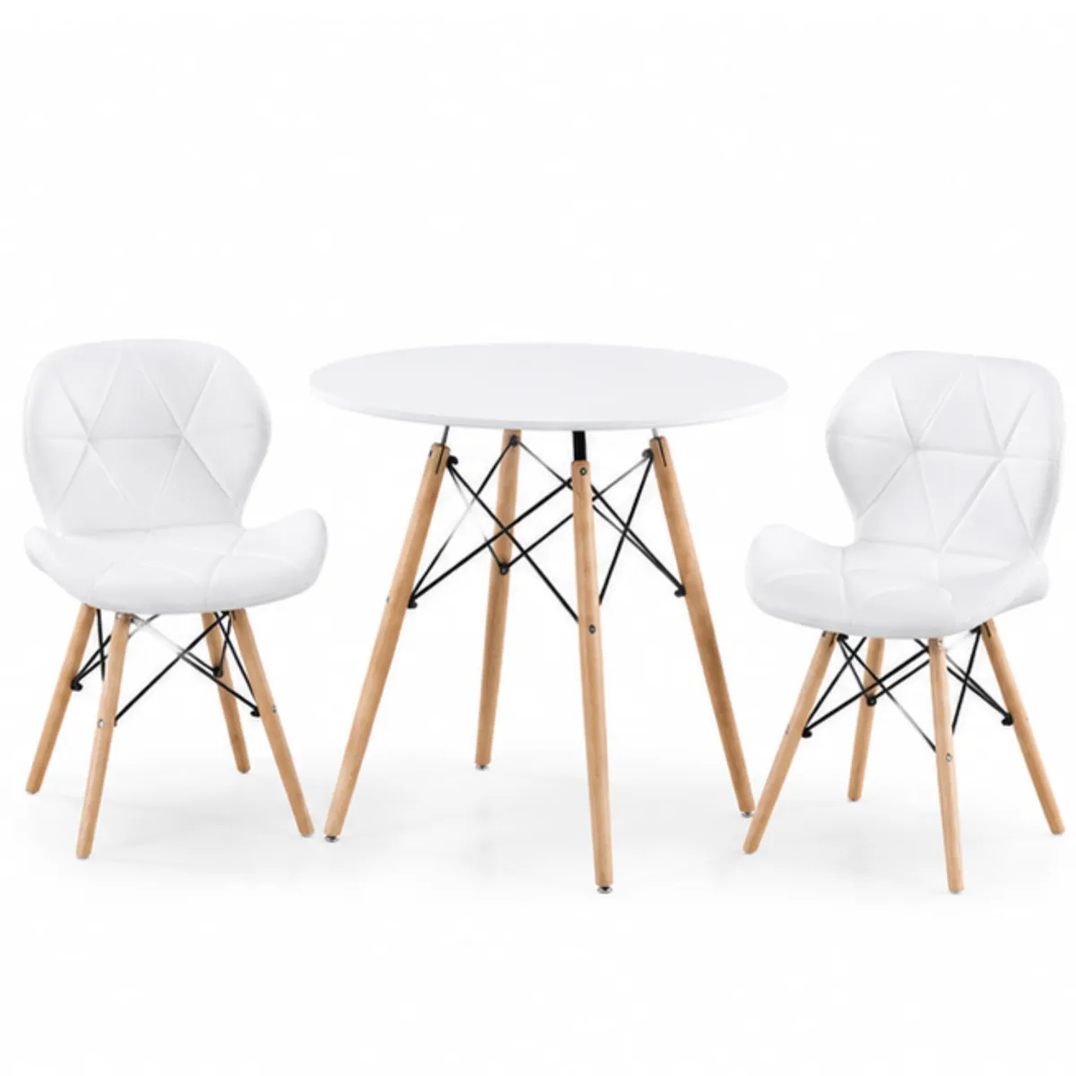 Modern Nordic 3-Piece Bistro Dining Set - White