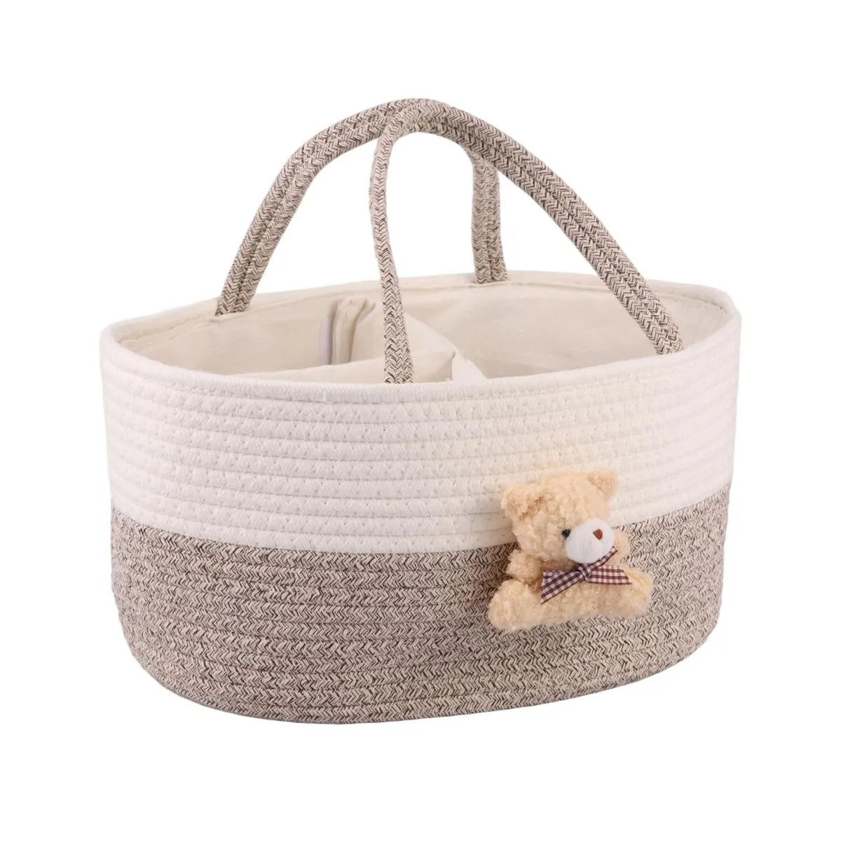 Spacious Baby Diaper Bag wth Multiple Pockets Cotton Storage - Brown