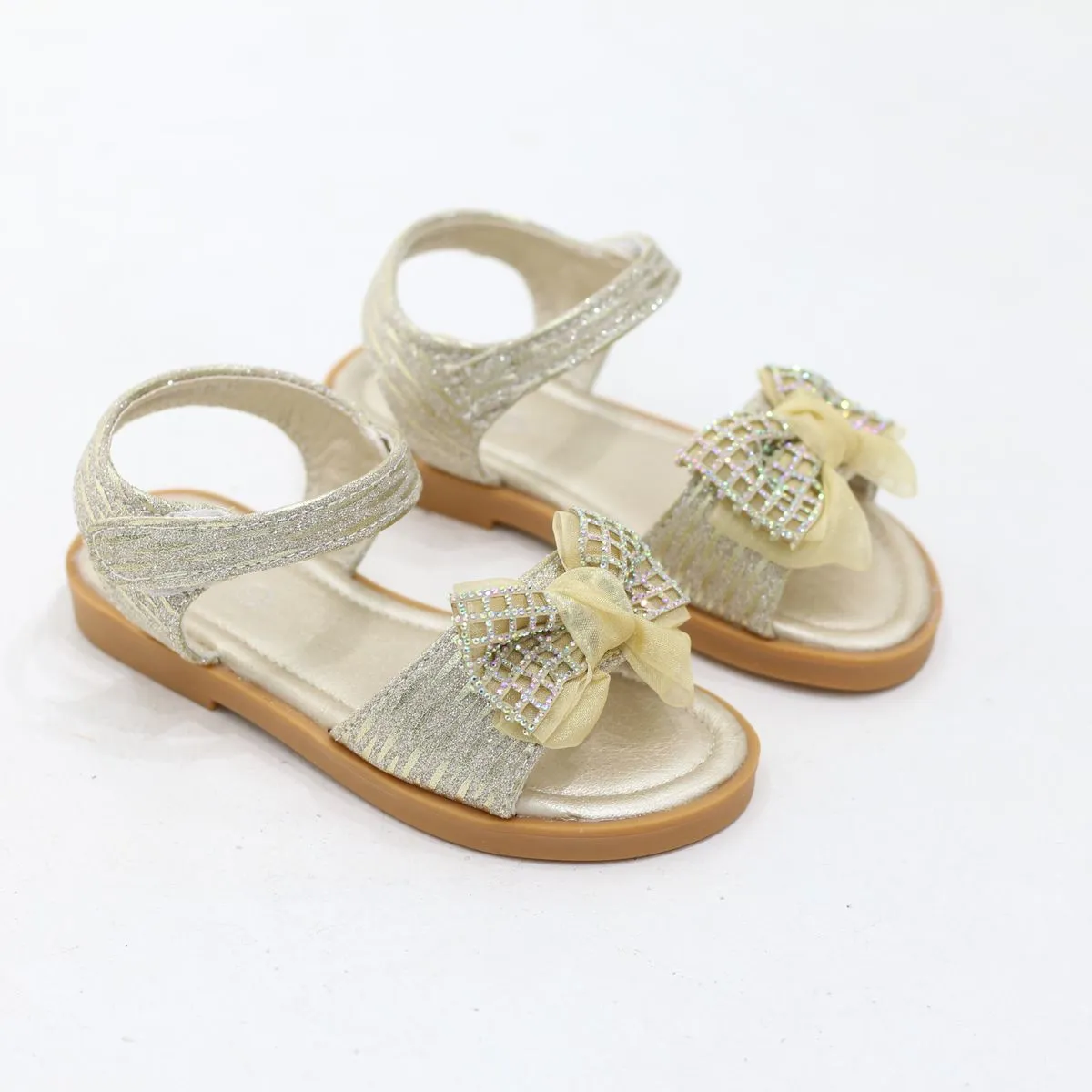 LaMara Paris Prune sparkle bow baby girls sandals rose gold