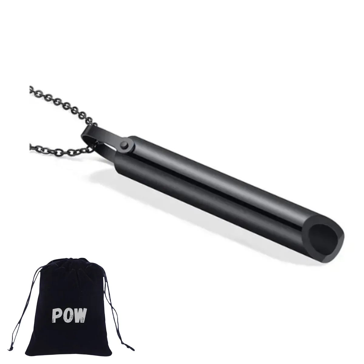 Vape Smoking Quit Mindfulness Necklace - Anxiety Relief Breathing Pendant - Black