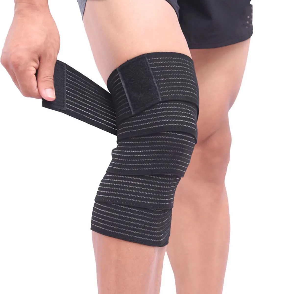 AOLIKES 1 Pieces Elastic Knee Wrap Compression Bandage Brace Support - Black