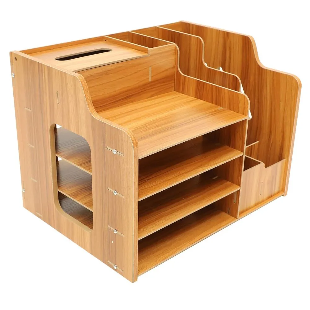 Craft Wooden Desktop Stationery Supplies Storage Organiser (39cm) - Brown