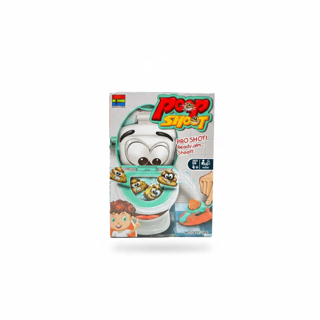 Family Fun Poop Throwing Game with Toilet Target and 12 Soft Toys