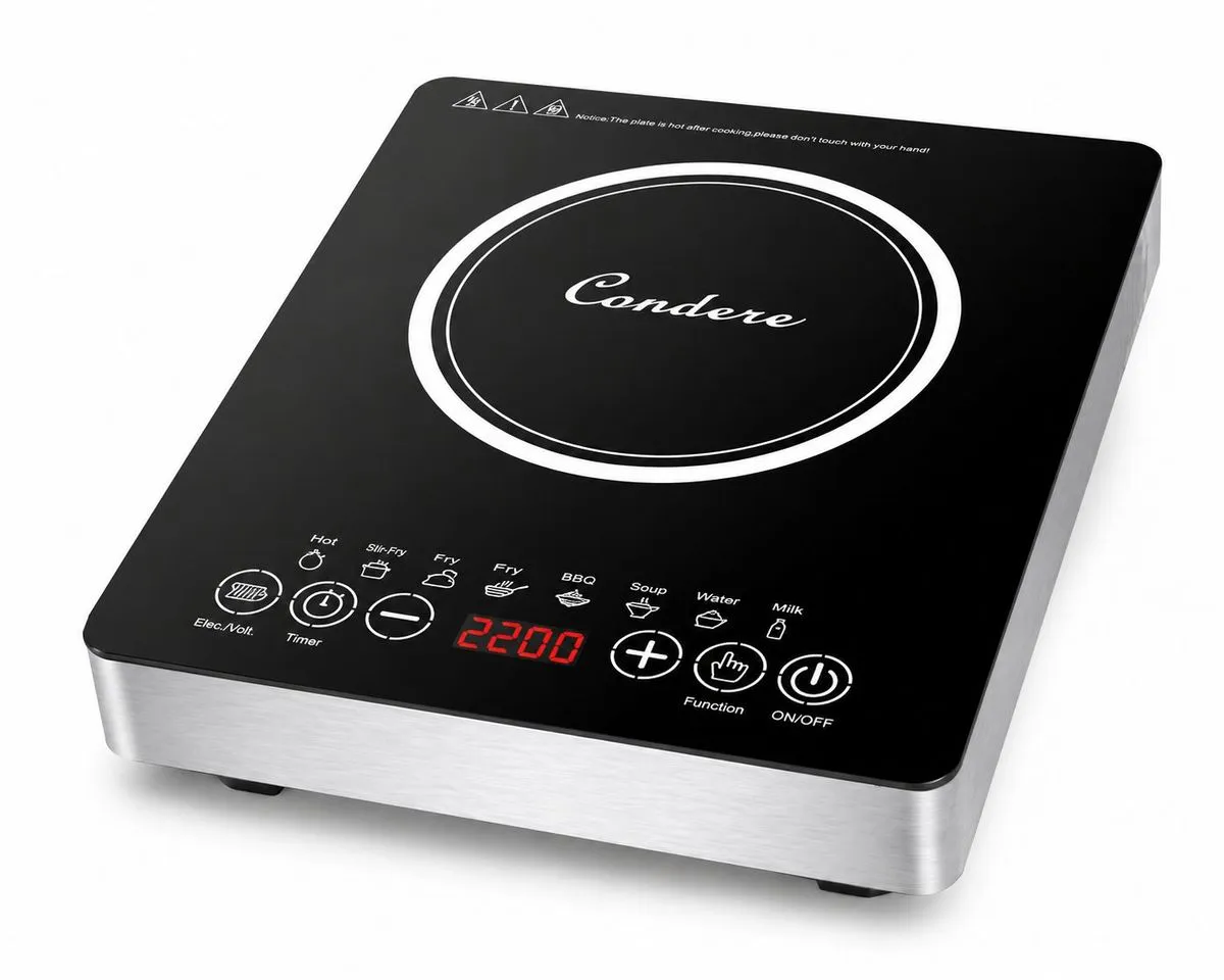 Condere 2200W Induction Cooker - Digital Touch Control Portable Stove Plate