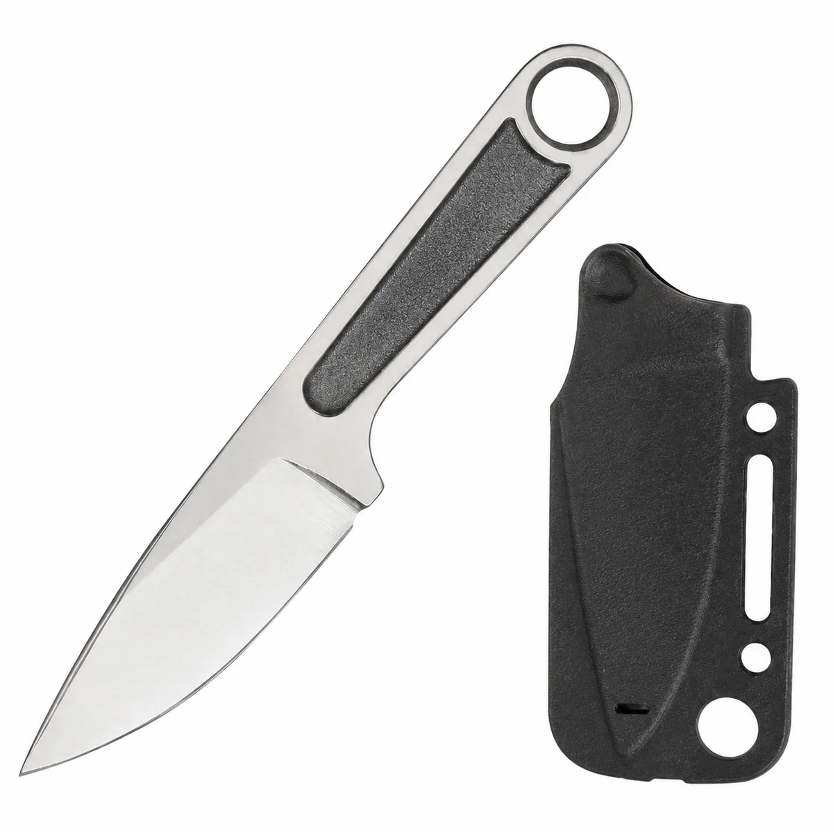 Compact Fixed Blade Camping Knife with Sheath - Silver