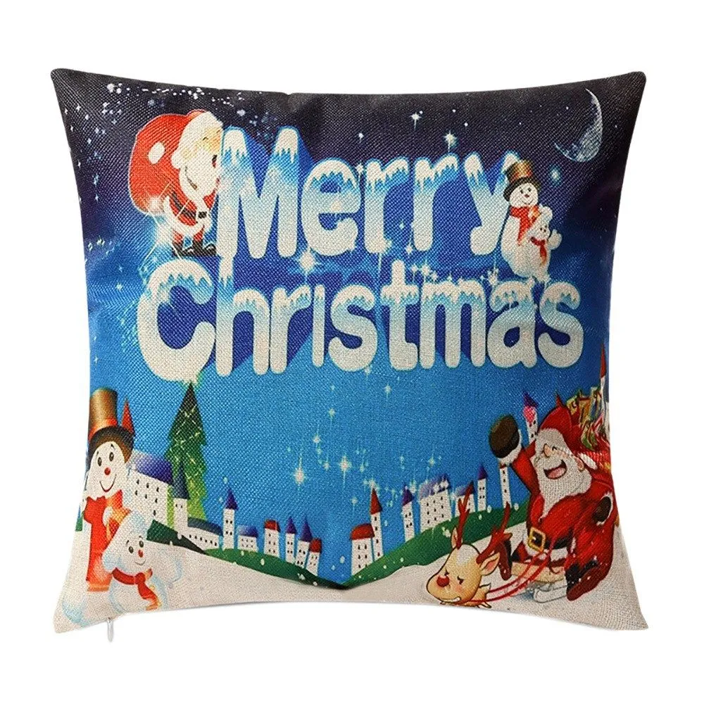 Christmas Pillowcase Home Decor Linen Pillow Covers for Sofa Car Gift