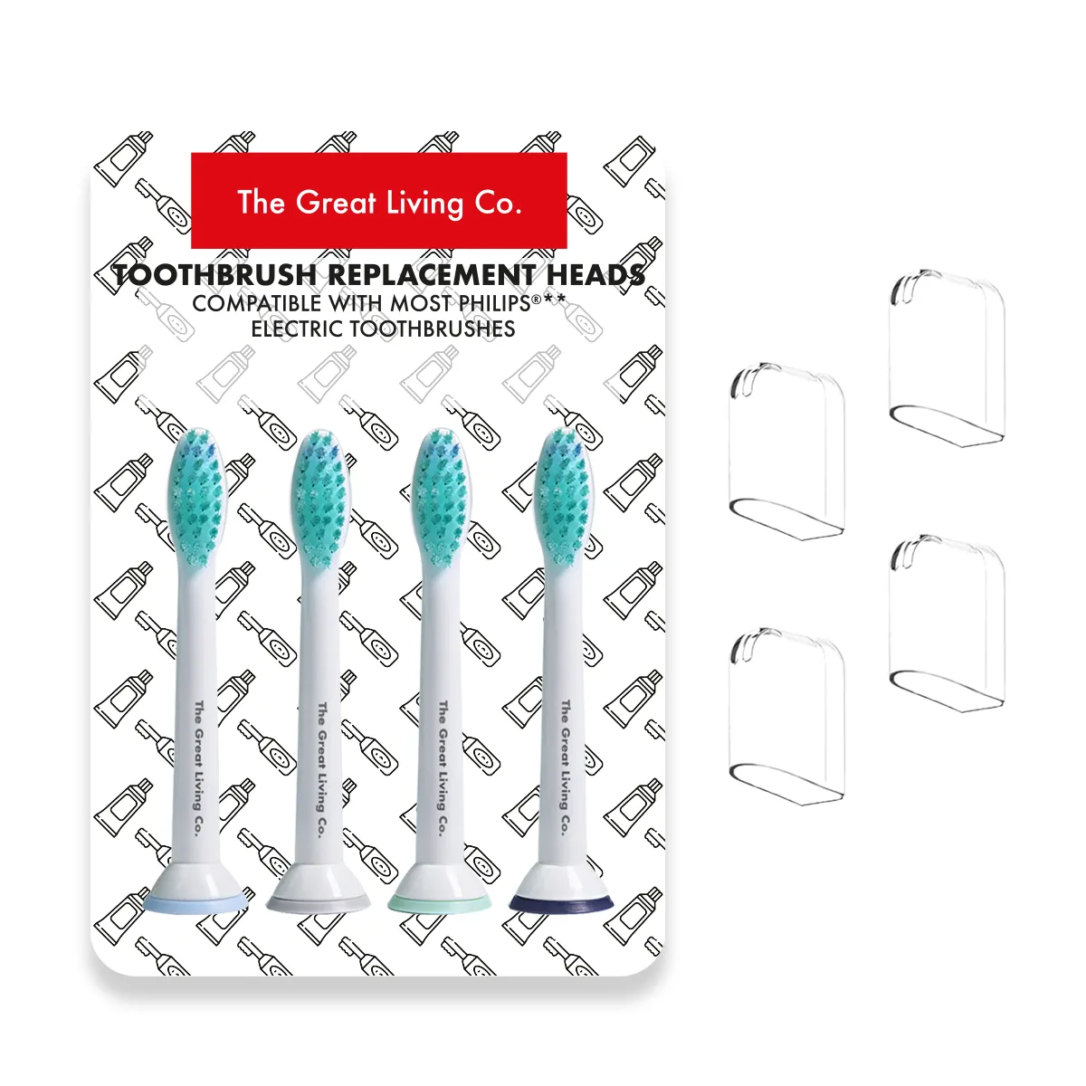 Toothbrush Heads Compatible Philips Sonicare Standard Clean & Covers 4 Pack