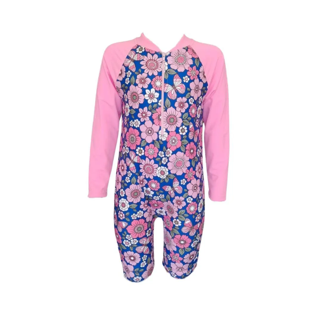Kids Swimwear One Piece, Beachwear, Swim Flowers & Butterflies