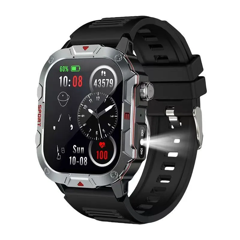 Rugged Military Smart Watch with LED Torch