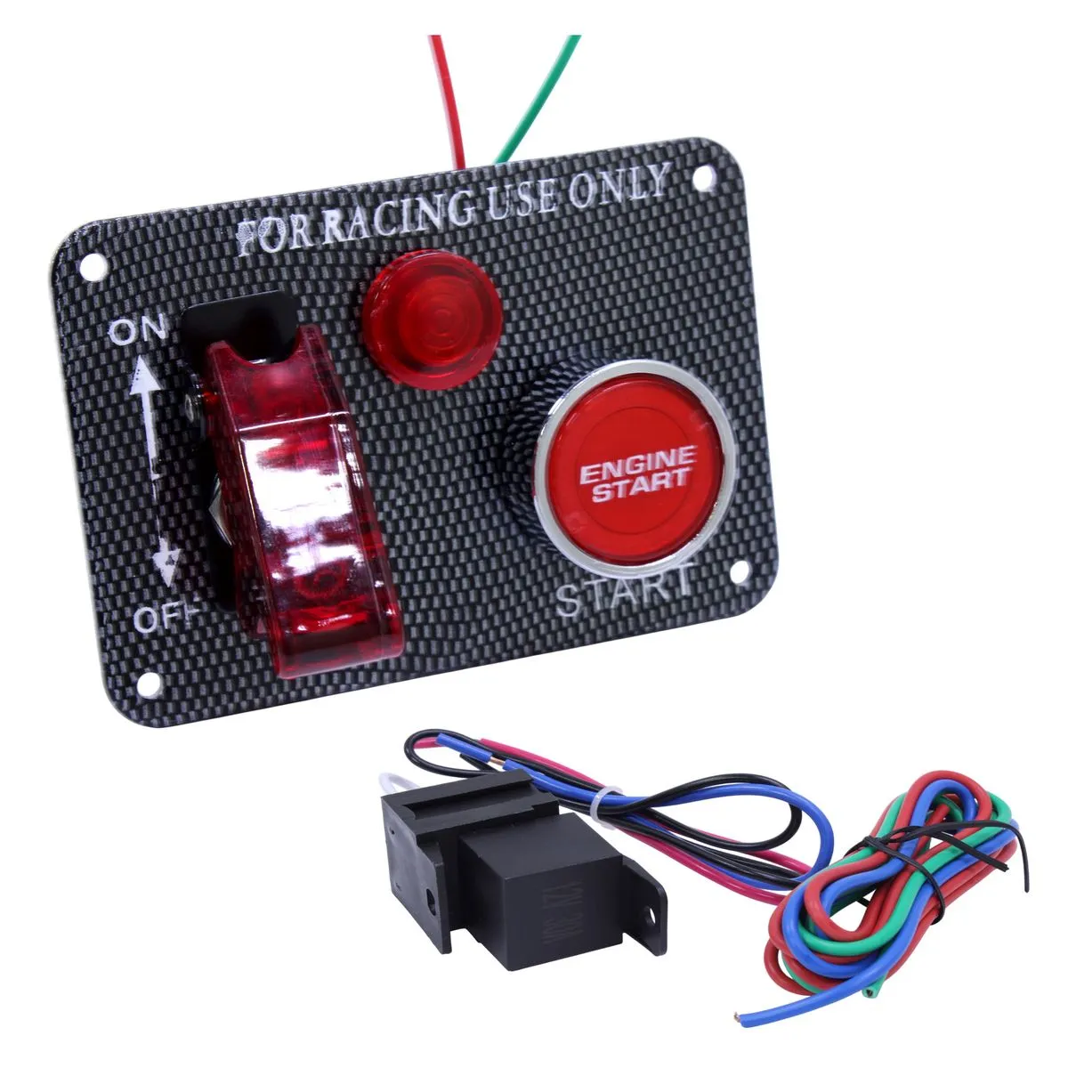 Racing Spec Single Toggle/Engine Start Button Switch Panel & Wiring Harness