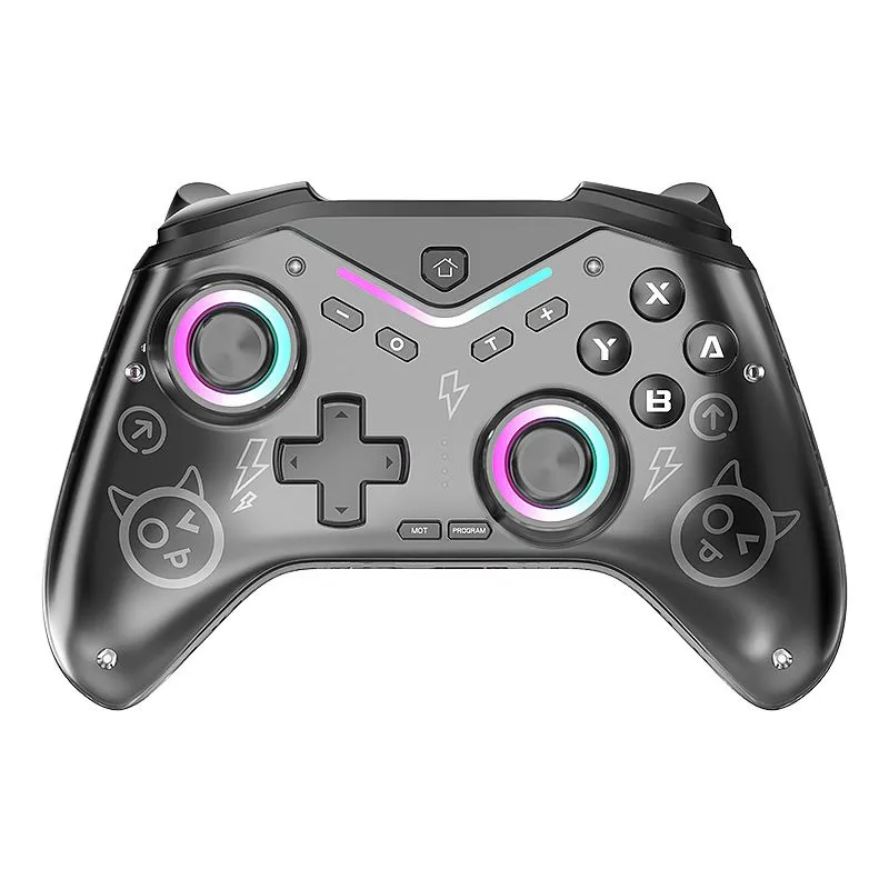 Black/white RGB Light Up Wireless Game Controller | PC Compatible - Black