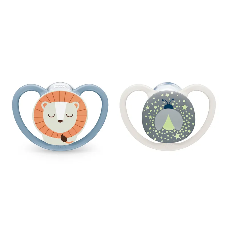 NUK Silicone Space Glow in the dark Soother Lion and Firefly 18-36 months