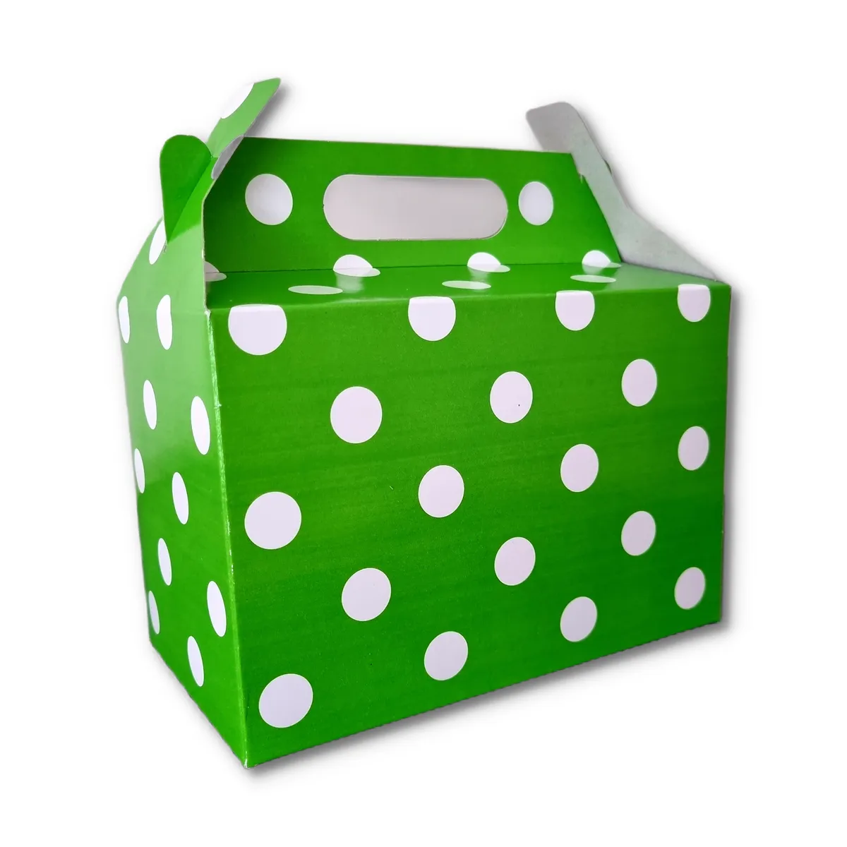 Lime Green Party Boxes With White Polka Dots - 12 Pack Treat & Gift Boxes
