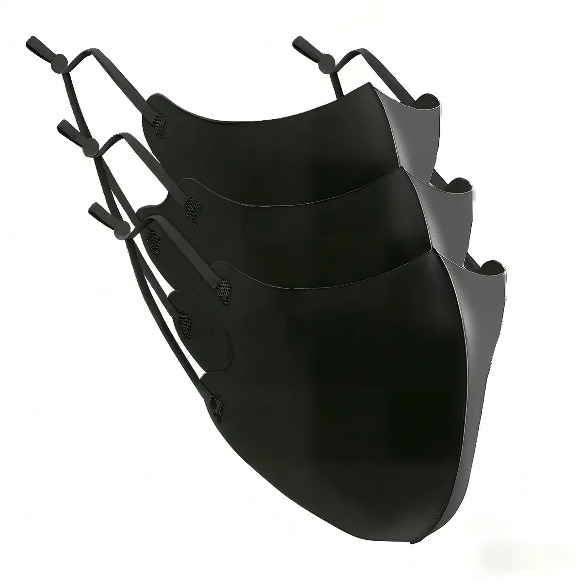 UPF50+Ice Cooling Microfiber Washable 3D Mask Black Adjustable 3Piece