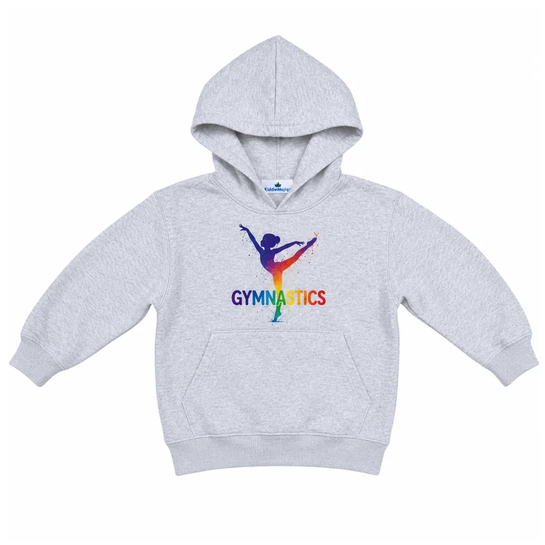 Rainbow Gymnastics Hoodie Grey - Kids Pullover Hoodie for Girls