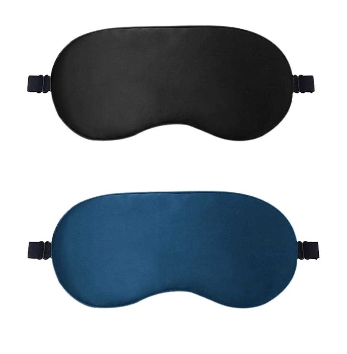 Sleep Mask Satin Silk Eye Mask Blackout Eye Mask Covers for Sleeping 2 Pack - Black, Blue